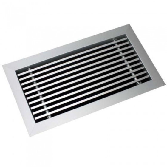 Egysoros  alumínium fali rács ALG-0  1000 x 200 mm, fix lamellás, 0°-os kifúvással