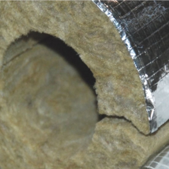 Kőzetgyapot csőhéj  Ø 114 mm (4") /  50 mm alukasírozott  1 m / szál