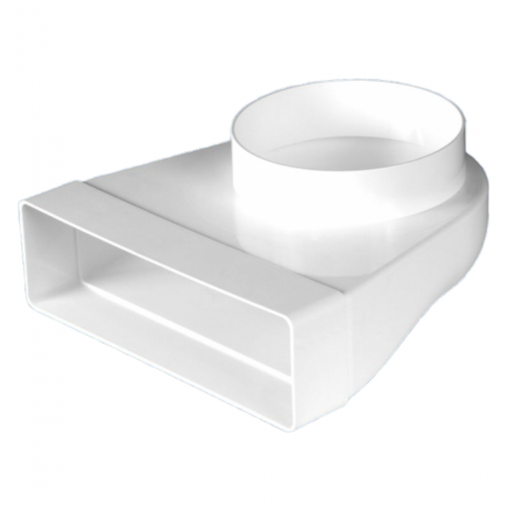 Műanyag (PVC) légcsatorna  könyök átalakító 60 x 204 / D125 mm