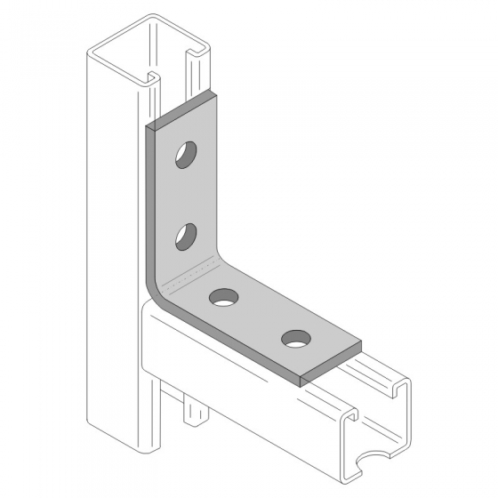 Sarokelem  90° 4-lyukú 41-es szerelősínekhez