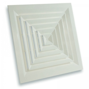 APW-4 369/225 4 irányba elszívó- és befúvó mennyezeti alumínium rács (RAL 9016)