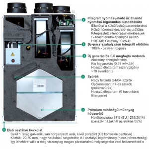 HRS  Smarty 4X V 1.1 hővisszanyerős légkezelő (375-600 m³/h) 2
