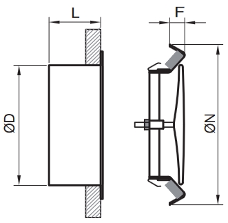 DVK műanyag légszelep - geometriai méretek
