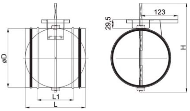 AKH pillangószelep - geometriai méretek 1