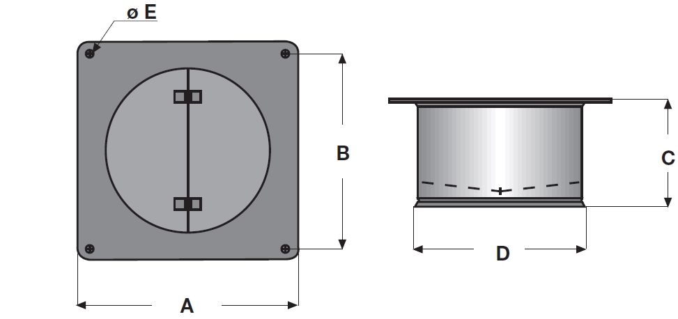 VG visszacsapó szelep - geometriai méretek 1