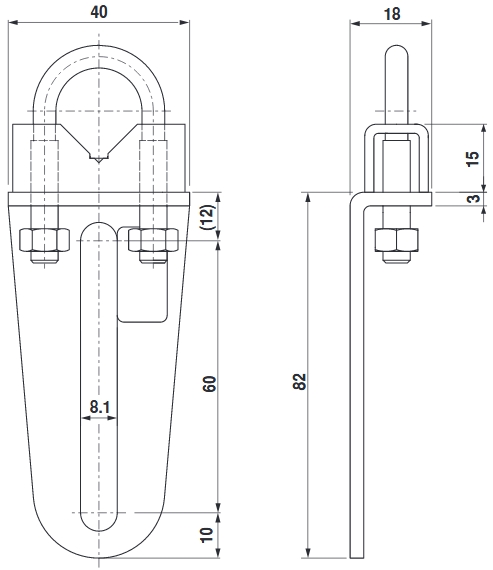 KH8-DIA 10-18 mm mozgató kar zsalumozfatókhoz - geometriai méretek