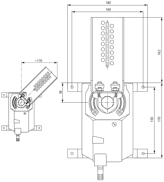 ZG-GMA tengelyrögzítő Belimo zsalumozfatókhoz - geometriai méretek