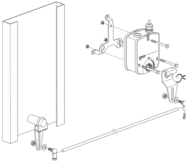 ZG-LF1 tengelyrögzítő Belimo zsalumozgatókhoz - összeszerelési vázlat