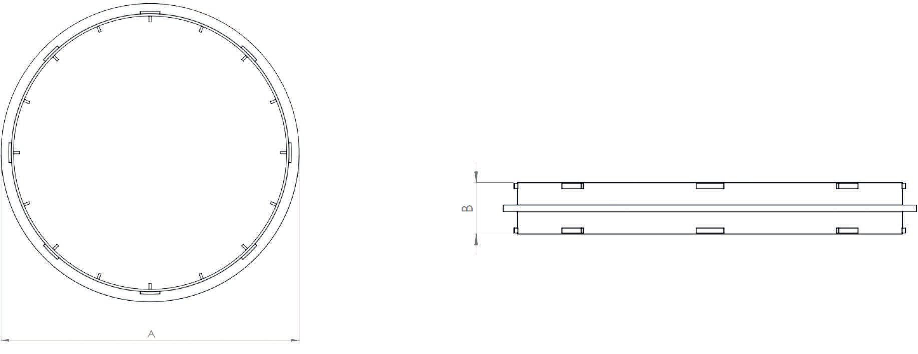 Osztódoboz felső bővítő csatlakozó gyűrű - geometriai méretek 1