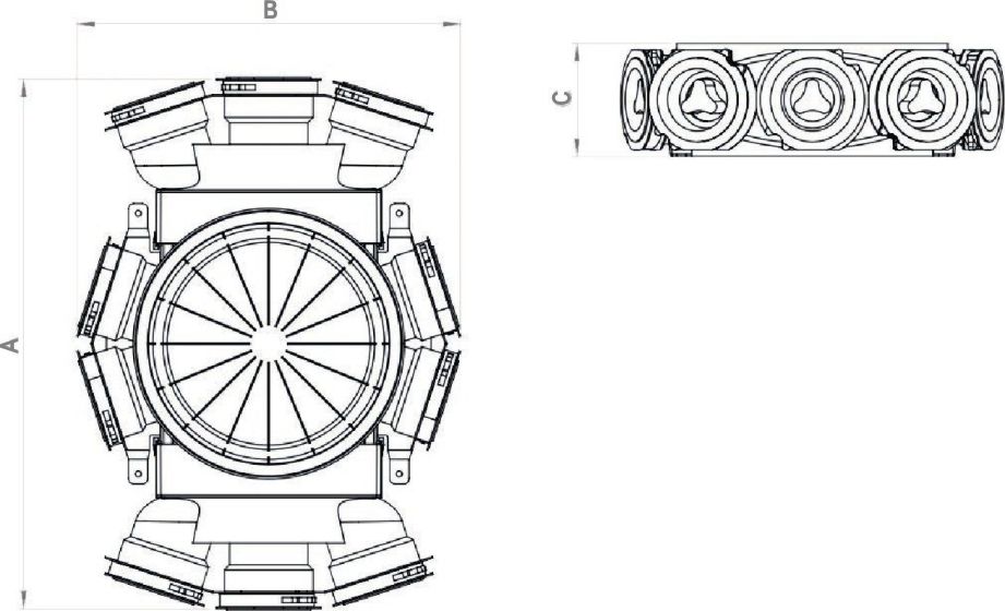 OctoPLUS alapmodul - geometriai méretek
