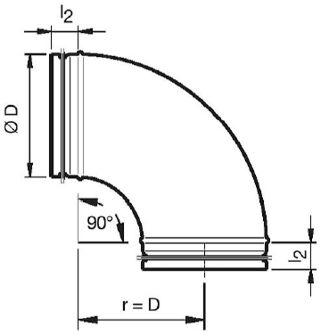 Gumitömítéses 90 fokos préselt könyökidom