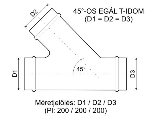 45 fokos gumis Egál T-idom