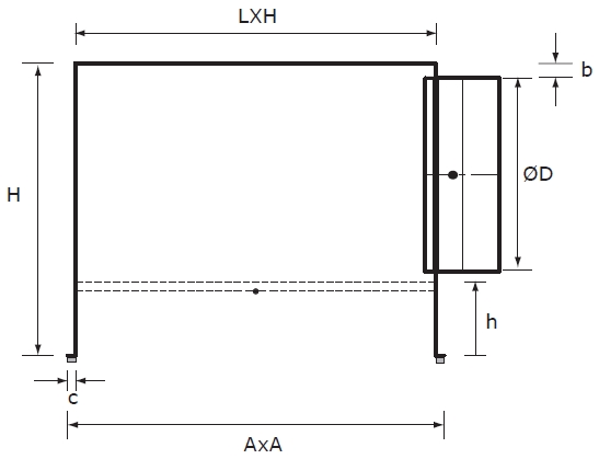 REF csatlakozó doboz - geometriai méretek
