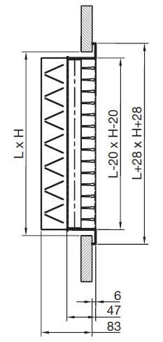 DWN jelű szabályzózsalu beépítési vázlat