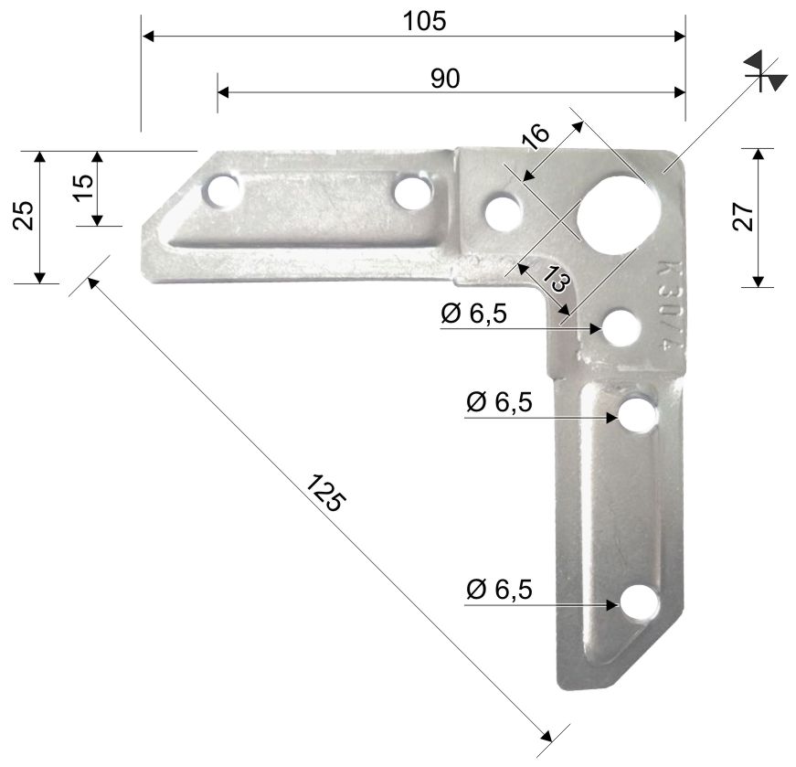 Mez-keret sarokelem 30 mm-es - geometriai méretek