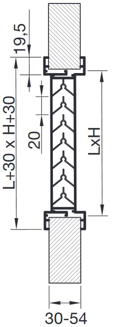 DRR ajtó- vagy átszellőző rács - geometriai méretek