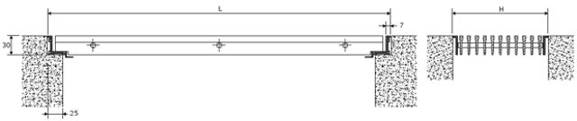 ALG-F-0 padlórács - beépítési vázlat