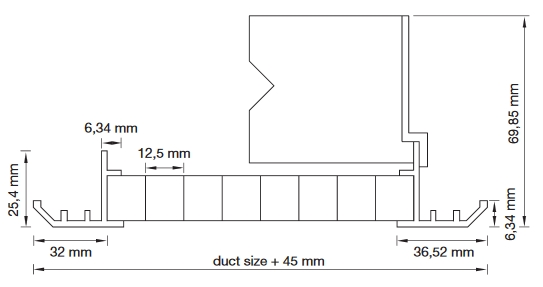 ECG FIX négyzetbetétes fali- vagy mennyezeti rács - beépítési vázlat