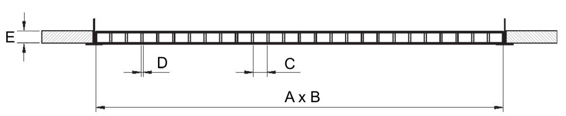 PS/PR négyzethálós műanyag rács geometriai méretek 1 