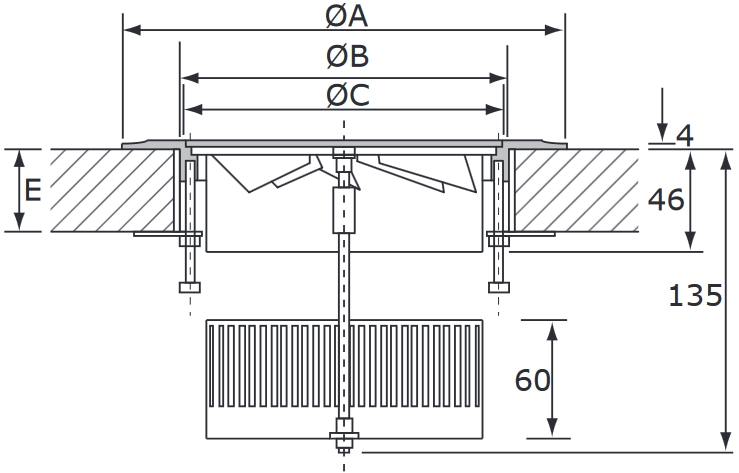 ASFD padlóbefúvó geometriai méretek 1